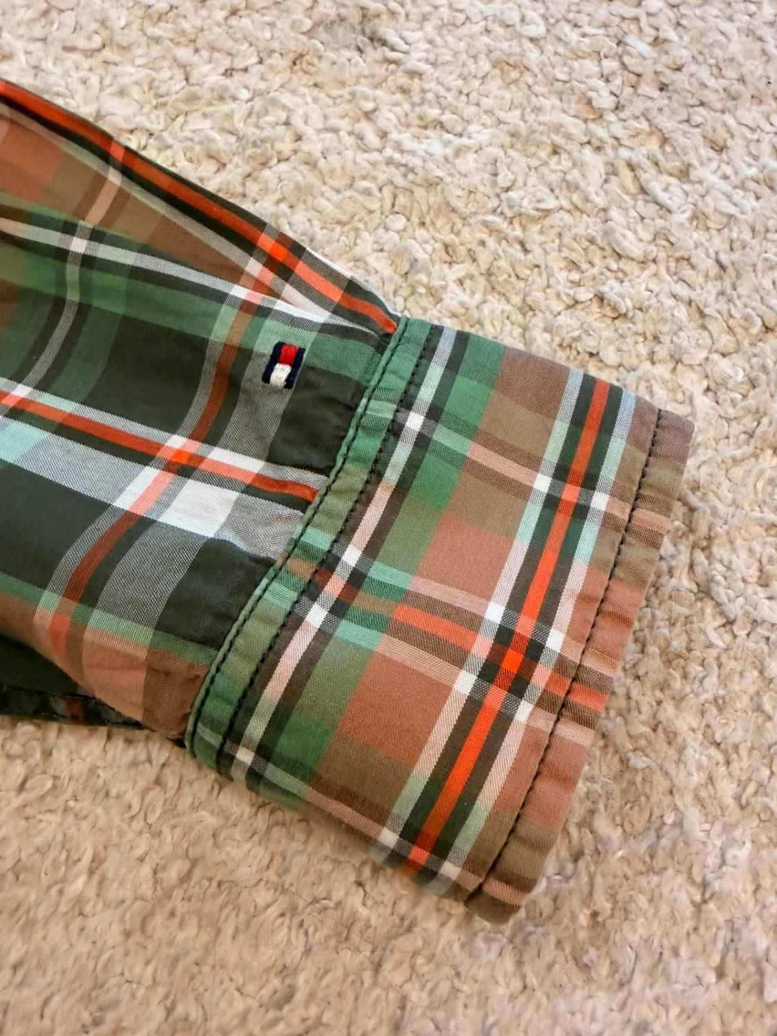Chemise Tommy Hilfiger Femme Fitted - Carreaux Kaki/Marron/Vert/Rouge - Taille 6