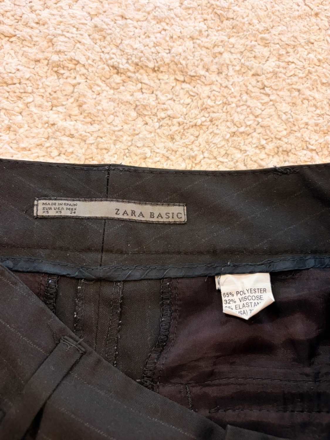 Short Chino Zara Basic - Rayures Noir & Gris - Taille XS