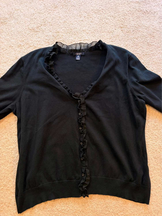👚 Cardigan Chaps Felpa Nera con Scollo a V - Eleganza Casual