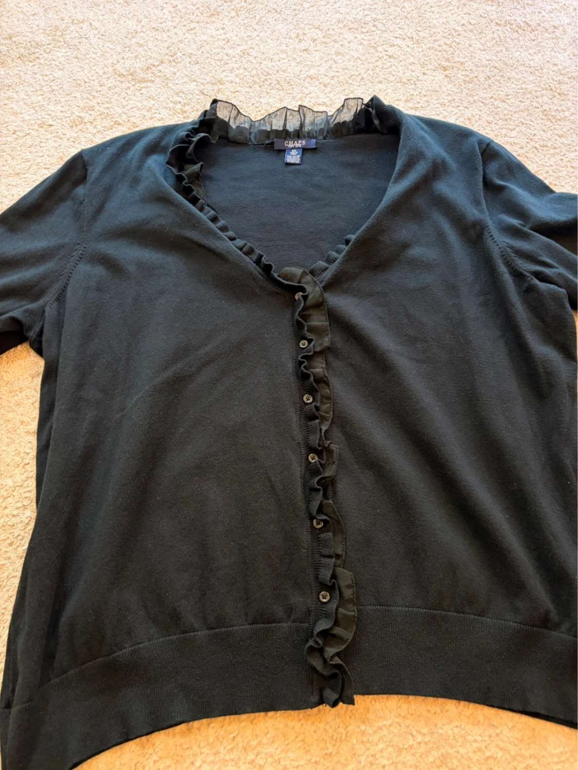👚 Cardigan Chaps Pull Noir Col V - Élégance Décontractée