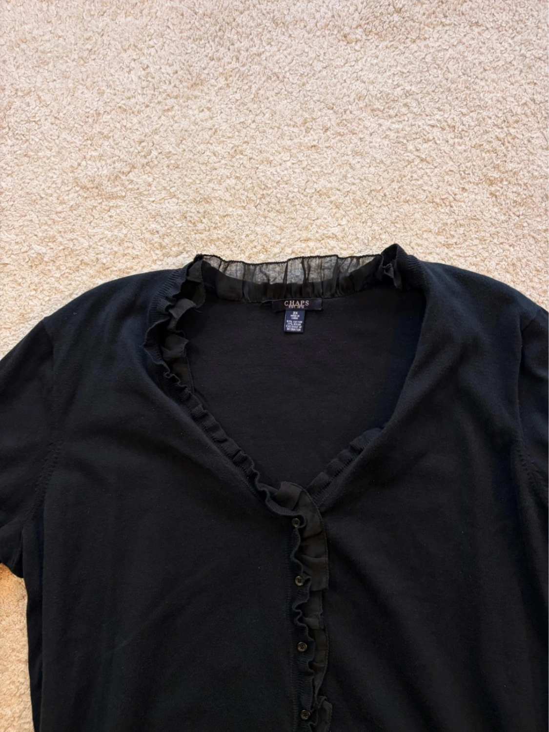 👚 Cardigan Chaps Pull Noir Col V - Élégance Décontractée