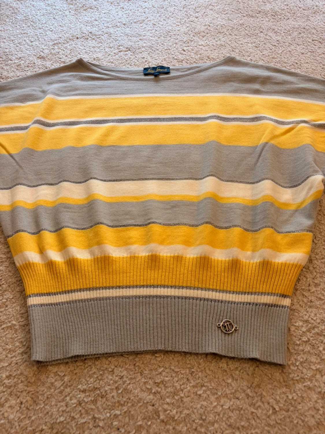 💛 Sweat Luisa Spagnoli à Rayures Gris/Jaune - Luxe Décontracté