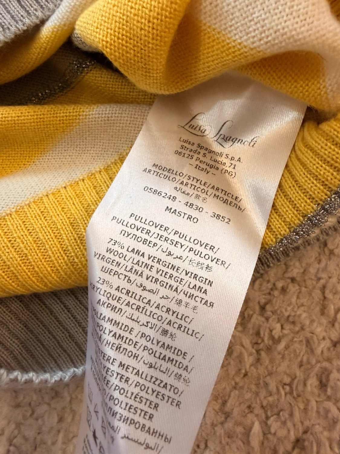 💛 Sweat Luisa Spagnoli à Rayures Gris/Jaune - Luxe Décontracté