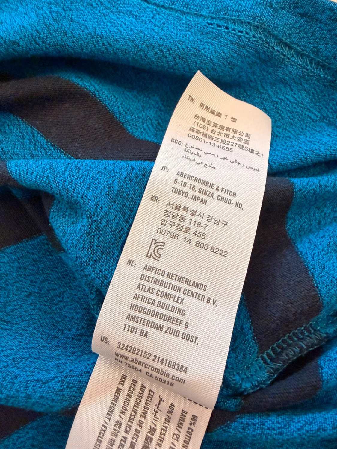 🔵 T-shirt Hollister Manches Longues à Rayures Bleu/Noir - California Cool