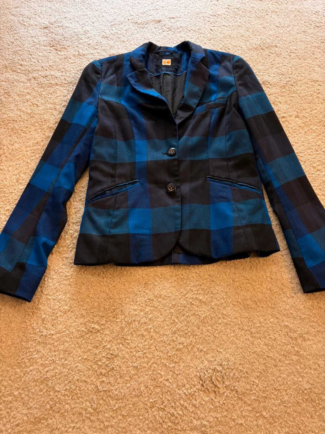 Blazer Boss Orange à Carreaux Noir/Bleu Marine - Décontracté Chic