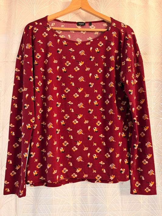 Blusa Emme Marella Bordô com Padrão de Flor - Romântica & Fluida