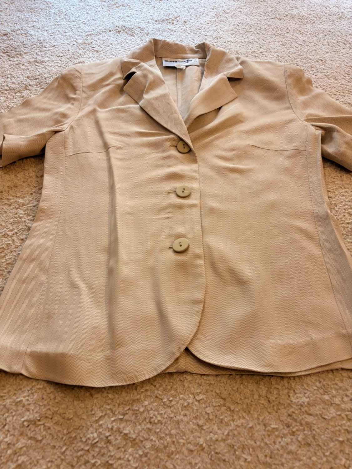 Blazer Pierre Cardin Manches Courtes Kaki/Blanc - Rétro & Distingué