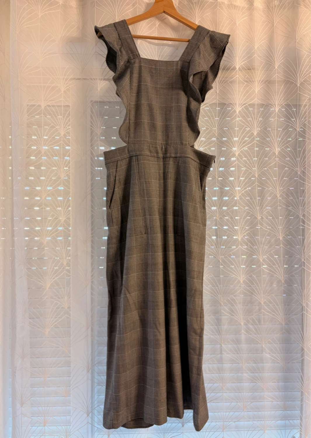 Combinaison Salopette Zara Carreaux Prince de Galles Bretelles Volantées – Femme – Taille M