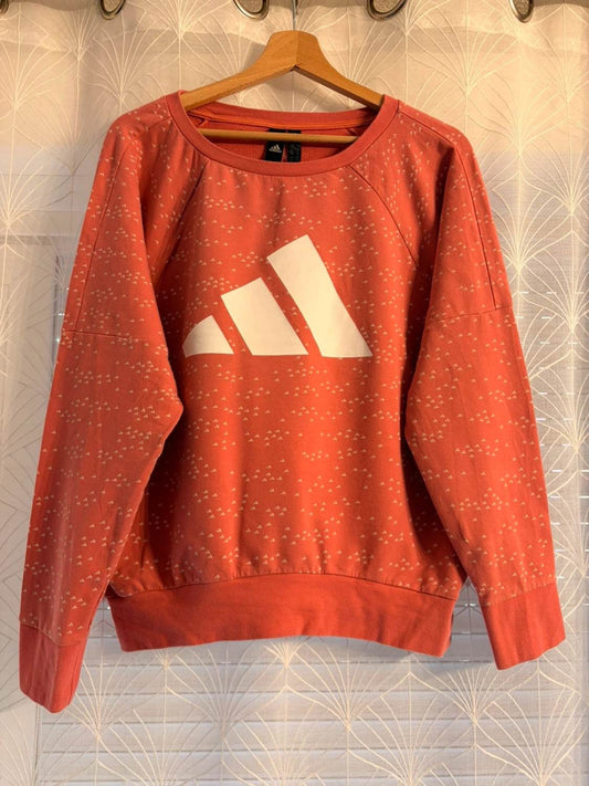 🌸🤍 Adidas Pink Sweater with White Pattern - Feminine & Dynamic