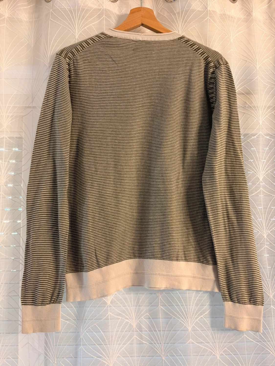 Sweat Armani Exchange à Rayures Kaki/Blanc Cachemire - Confort Noble