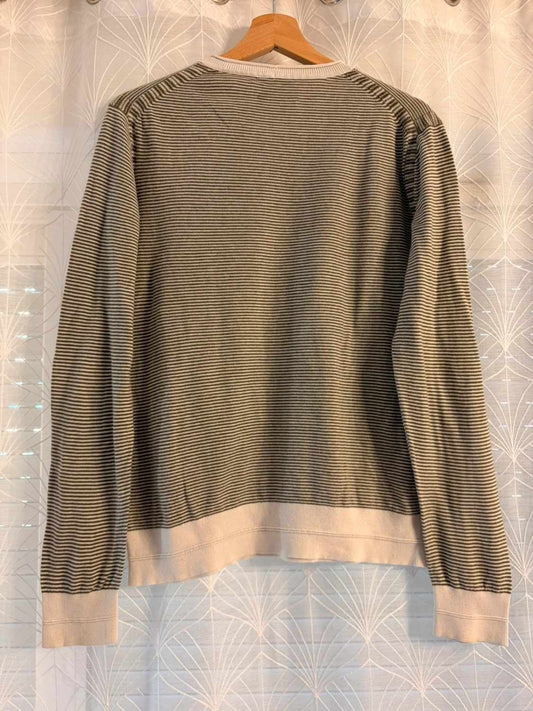 Sweat Armani Exchange à Rayures Kaki/Blanc Cachemire - Confort Noble