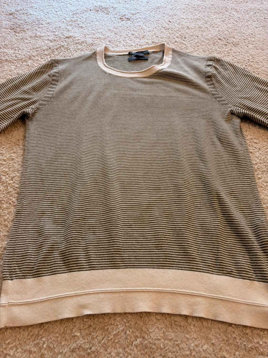 Sweat Armani Exchange à Rayures Kaki/Blanc Cachemire - Confort Noble