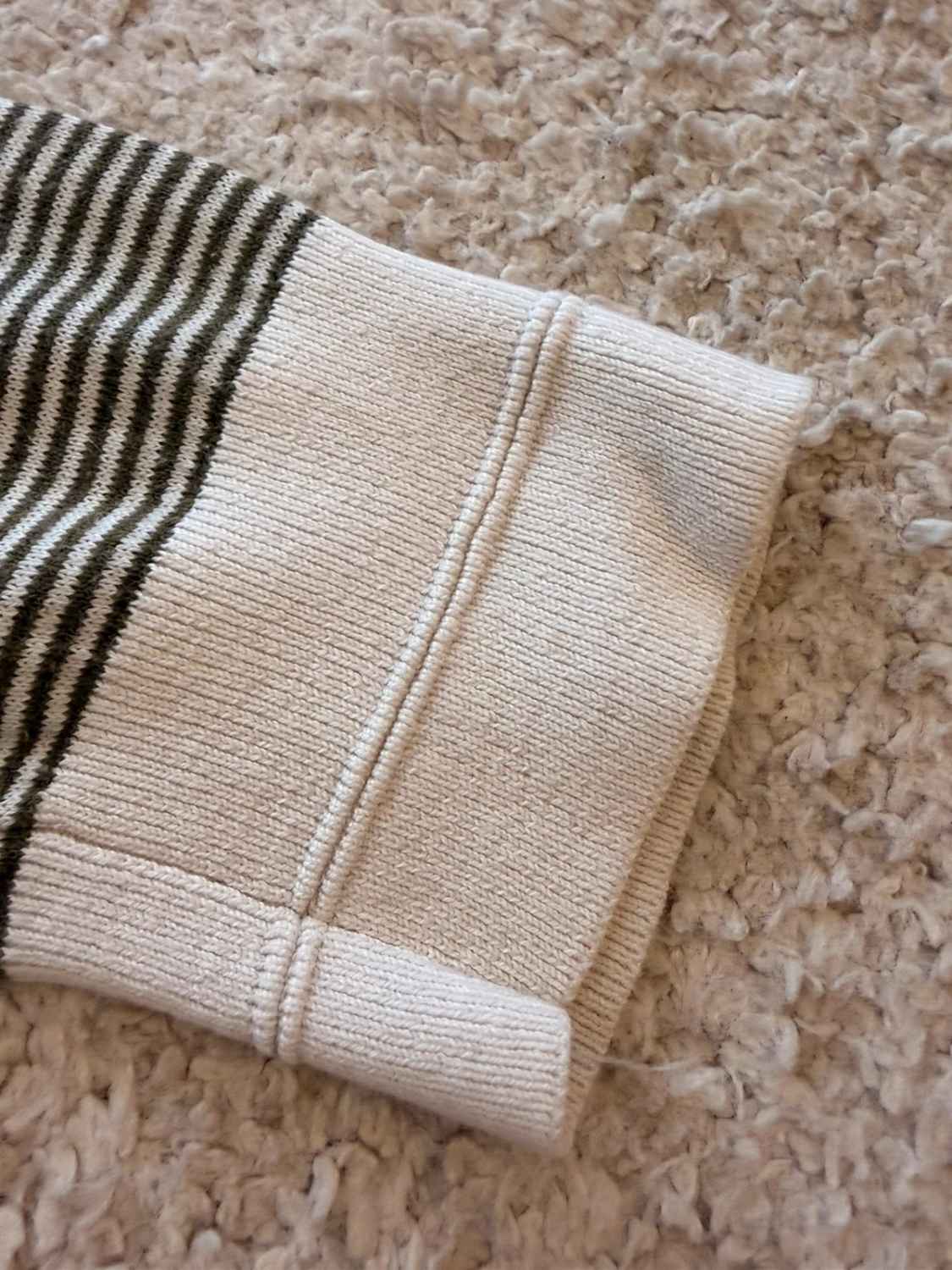 Sweat Armani Exchange à Rayures Kaki/Blanc Cachemire - Confort Noble