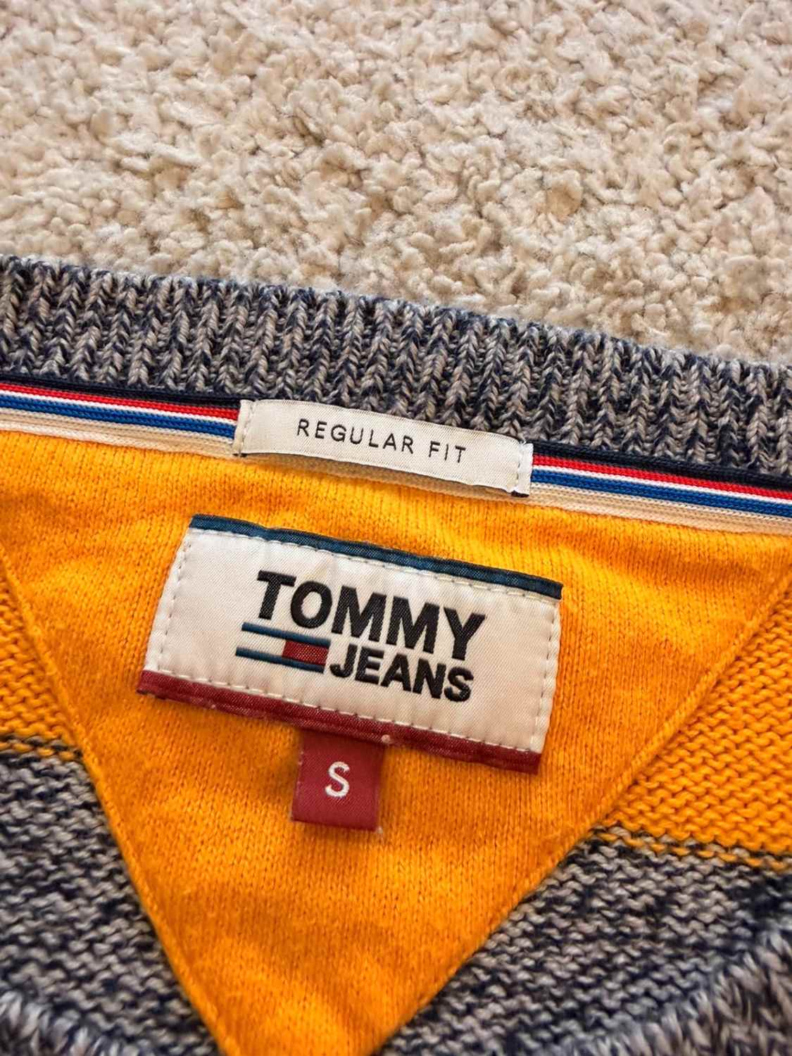 💛Sweat Tommy Jeans à Rayures Gris/Jaune - Relaxed Fit & Confortable