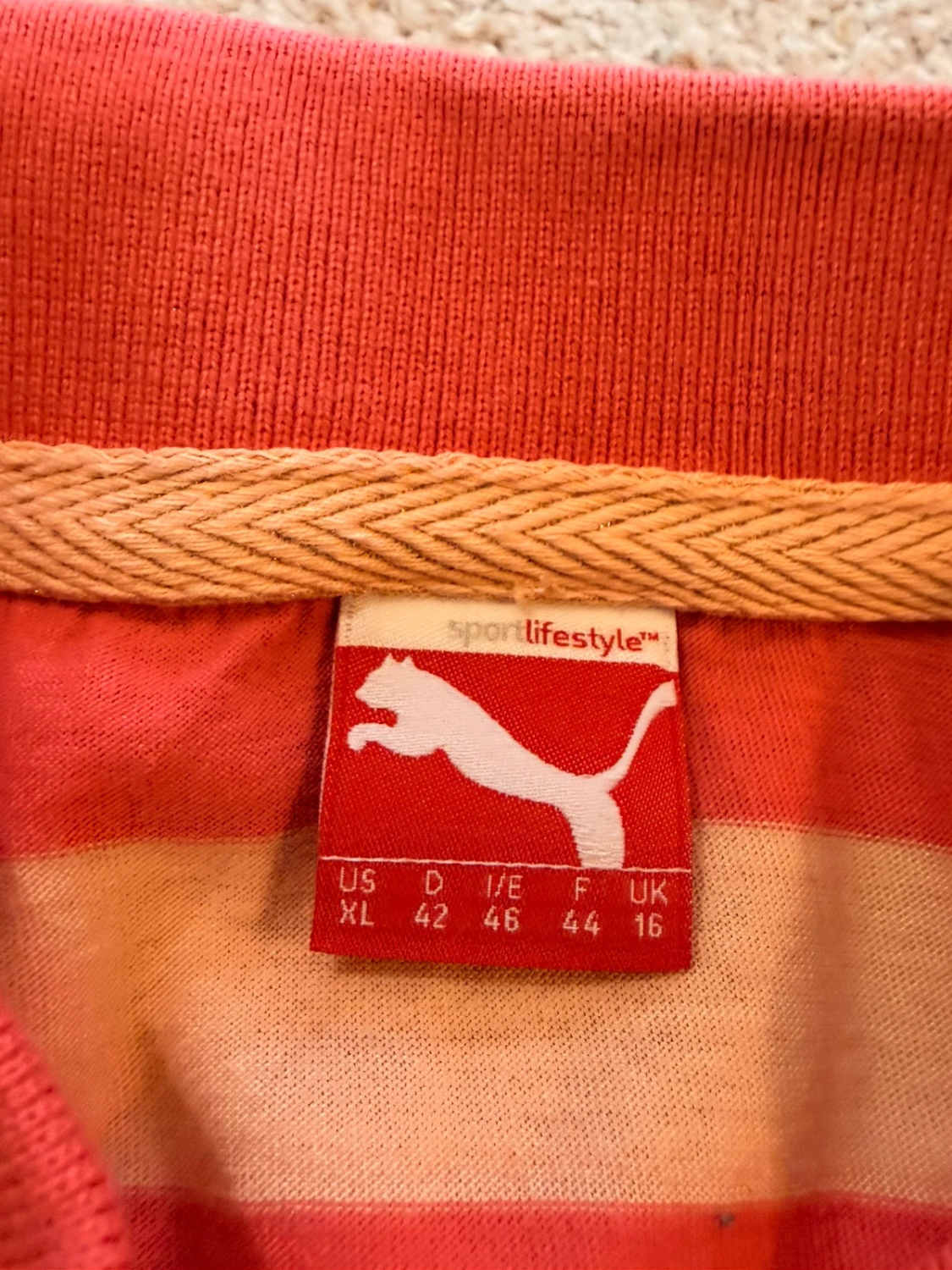 🐚🌸 Polo Puma à Rayures Beige/Corail - Douceur & Élégance