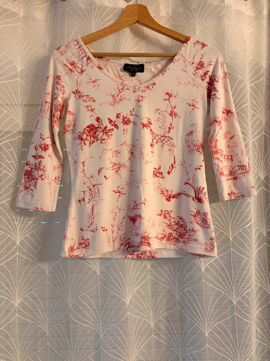 🌸🤍 Blusa Luisa Spagnoli Blanca con Motivo de Flor Roja - Delicada y Sensual