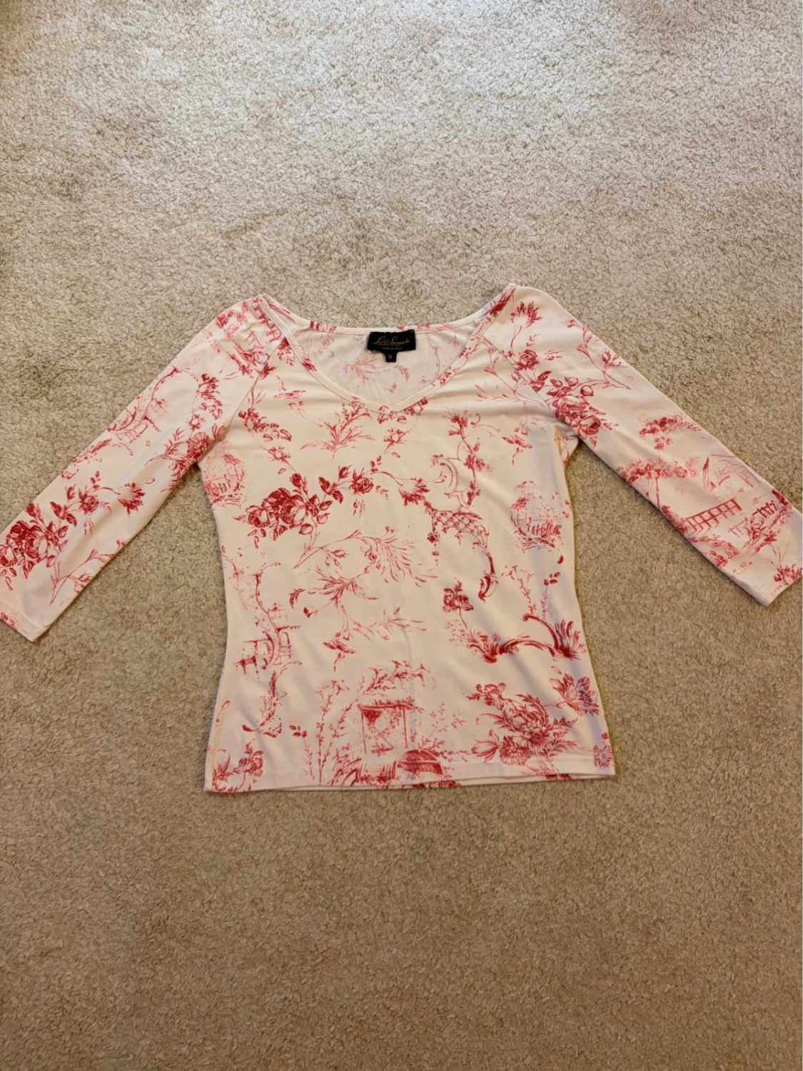 🌸🤍 Blouse Luisa Spagnoli Blanc à Motif Fleur Rouge - Délicate & Sensuelle