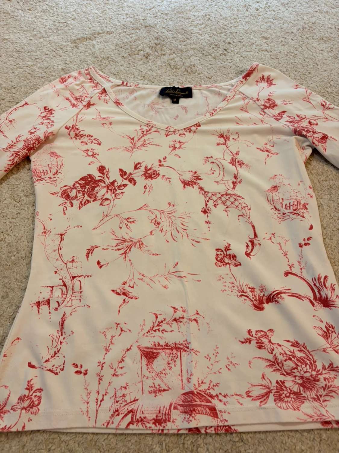🌸🤍 Blouse Luisa Spagnoli Blanc à Motif Fleur Rouge - Délicate & Sensuelle