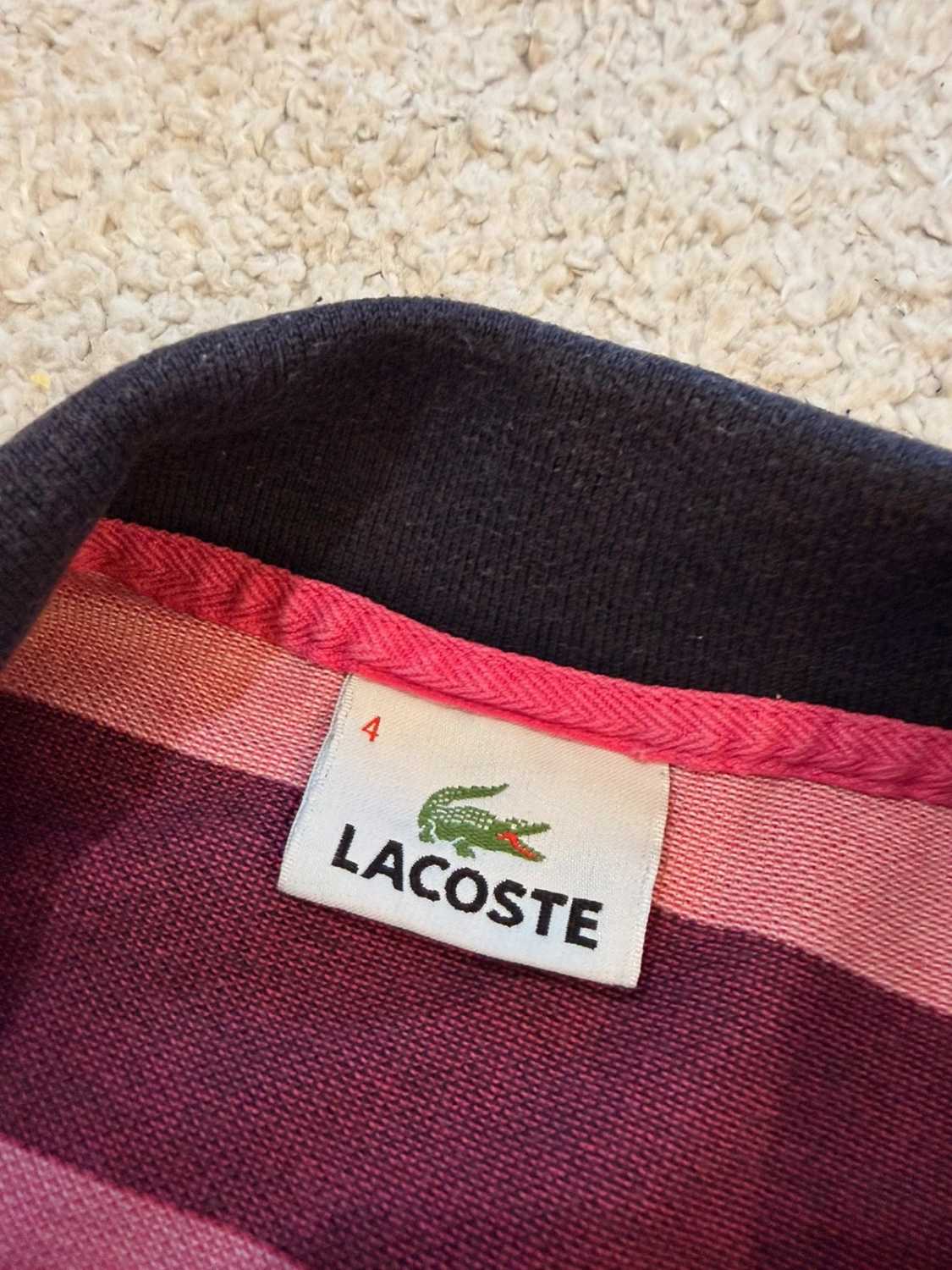Polo Lacoste Vintage Rayé Rose/Bordeaux/Bleu Marine 100% Coton Piqué – Homme – Taille M (4)