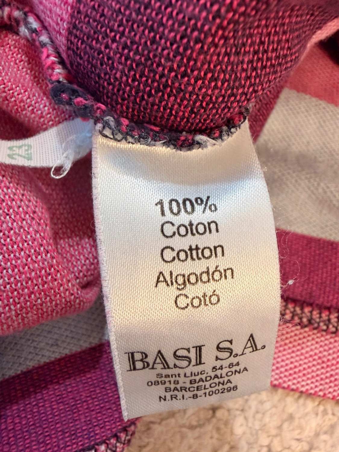 Polo Lacoste Vintage Rayé Rose/Bordeaux/Bleu Marine 100% Coton Piqué – Homme – Taille M (4)