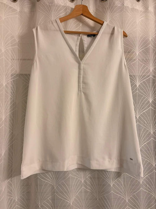 Blouse Sans Manches Tommy Hilfiger Blanche Col V – Femme – Taille XL