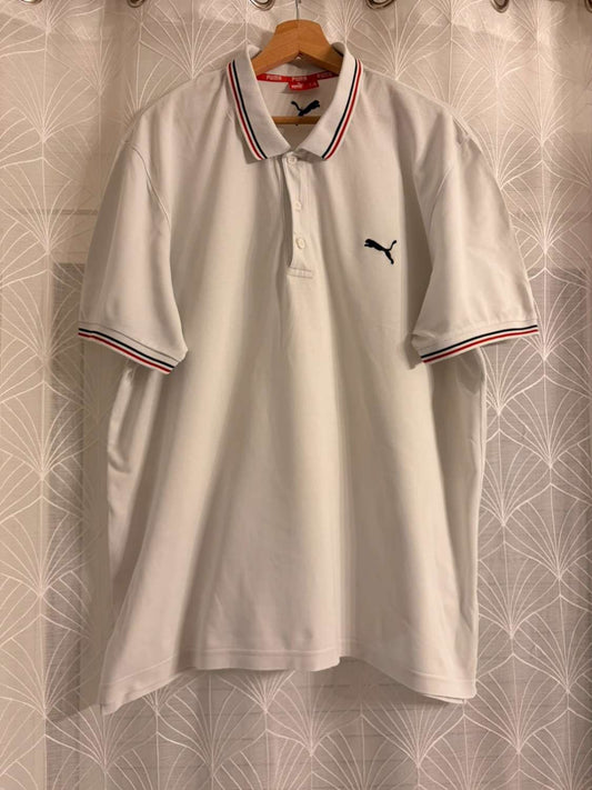 🔴 Polo Puma à Logo Brodé Blanc - Sportif & Confortable