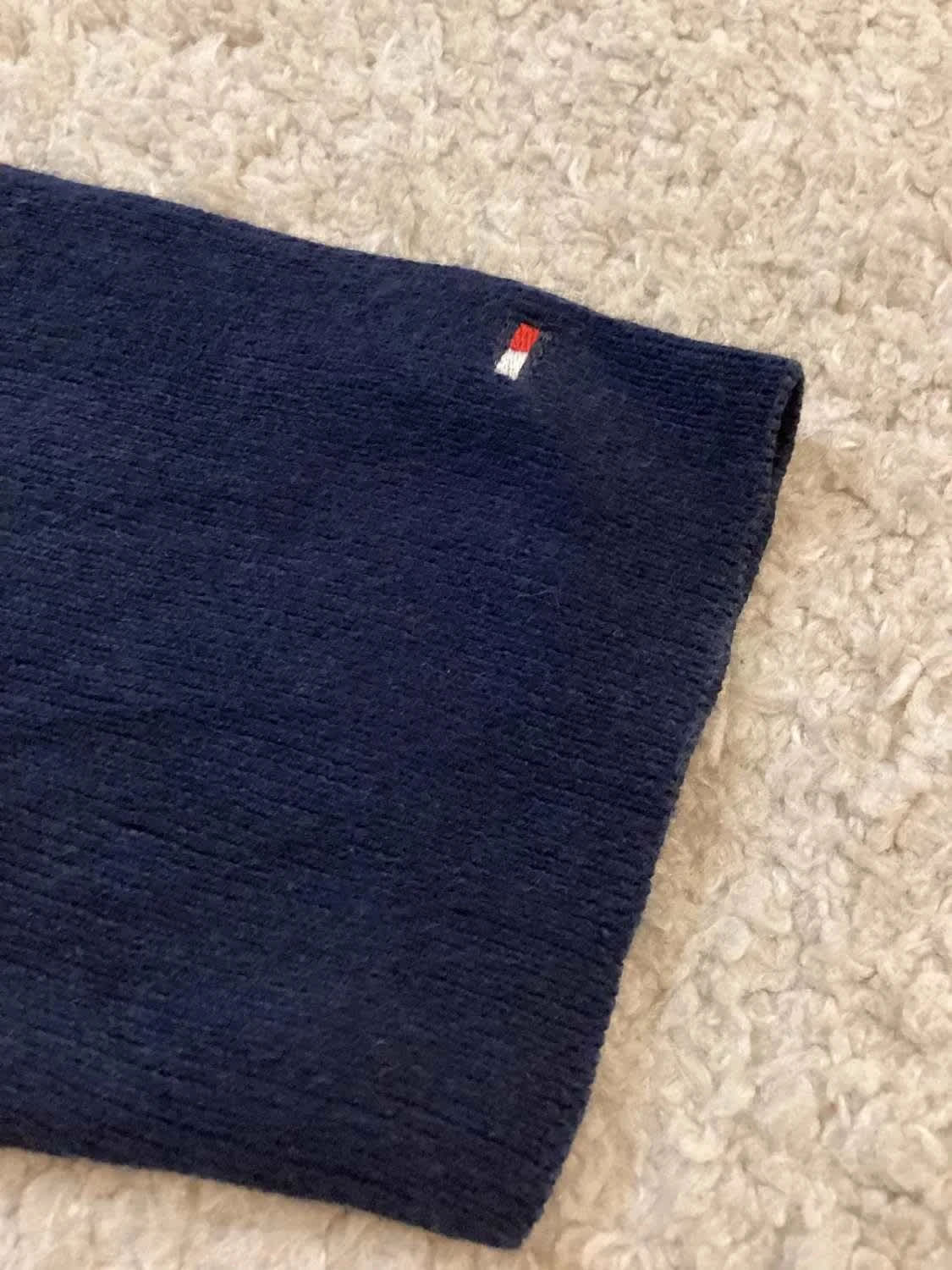 Pull Tommy Hilfiger Rayures Color-Block Marine/Orange/Bleu Col Rond – Femme – Taille L