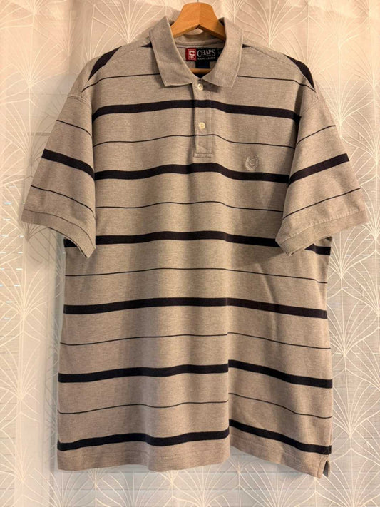 Polo Chaps by Ralph Lauren à Rayures Gris/Marine - Élégance Discrète