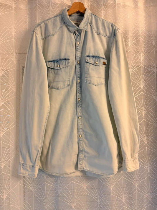 🔵👔 Chemise Tom Tailor Fitted en Jean Bleu Clair - Décontractée & Stylée
