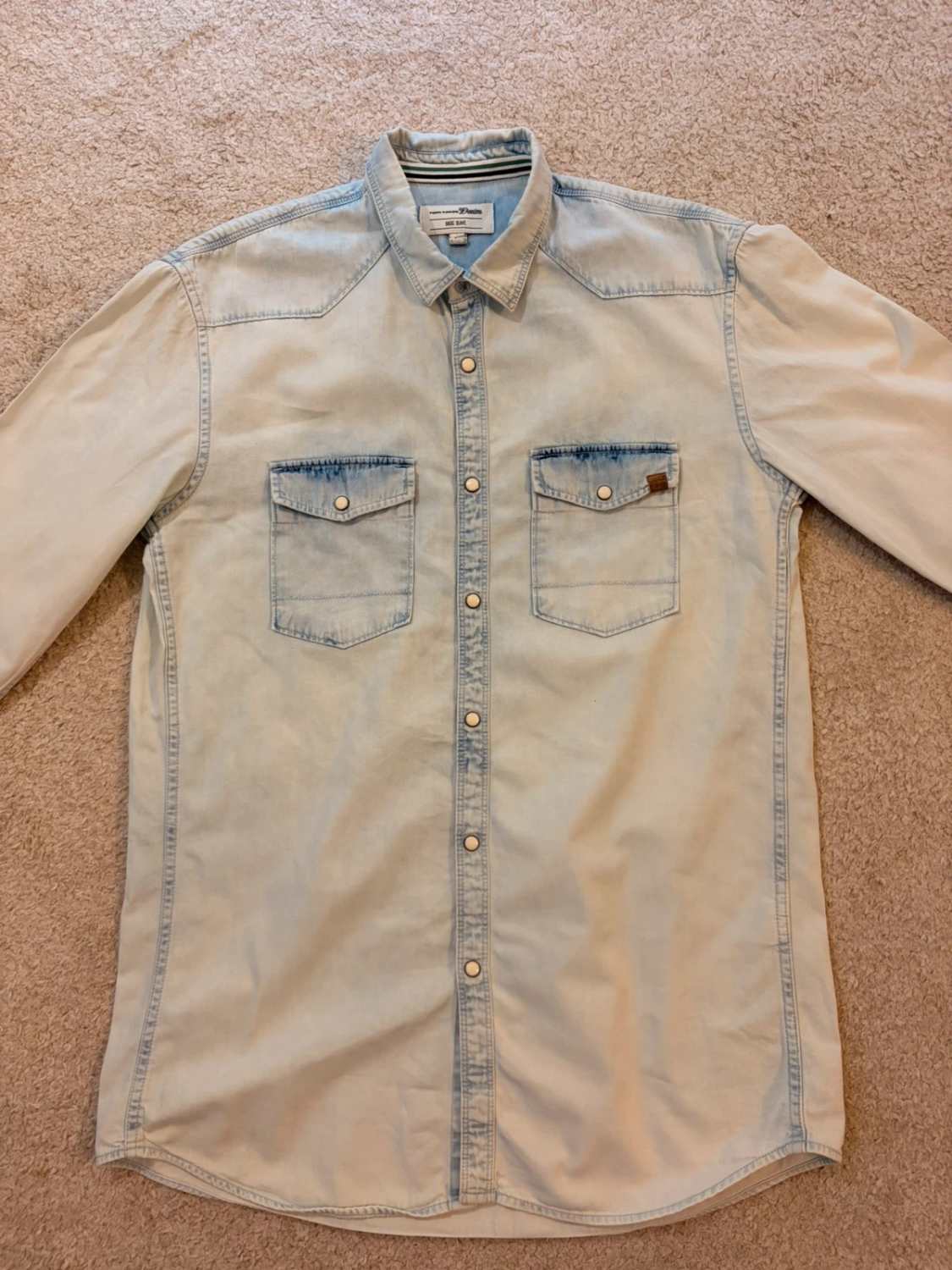 🔵👔 Chemise Tom Tailor Fitted en Jean Bleu Clair - Décontractée & Stylée