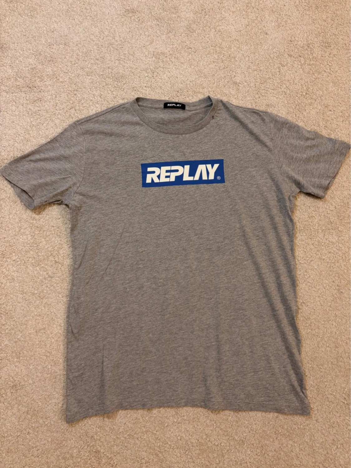 🐺T-shirt Replay Logo Imprimé Gris - Luxe Décontracté Italien