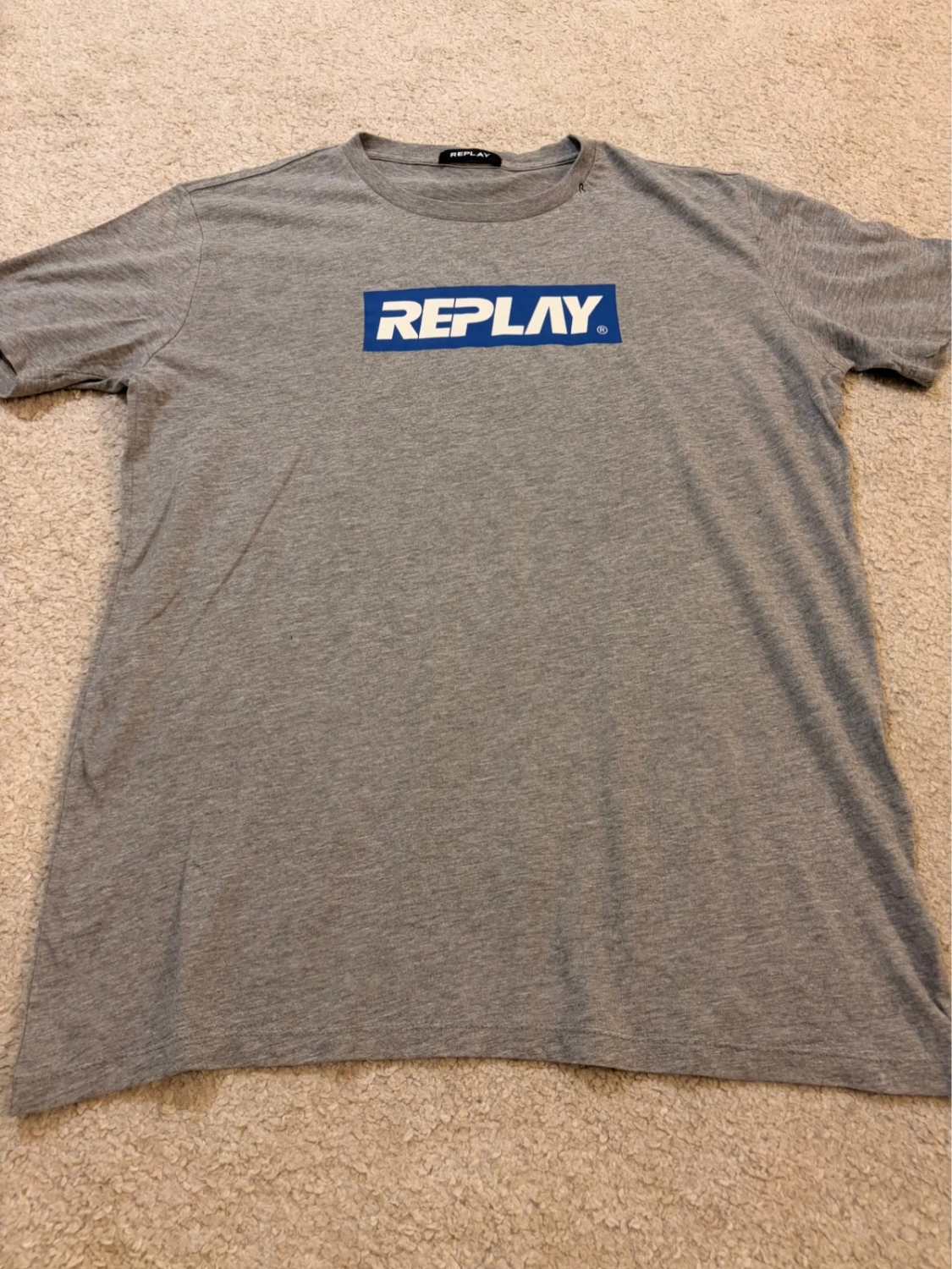 🐺T-shirt Replay Logo Imprimé Gris - Luxe Décontracté Italien