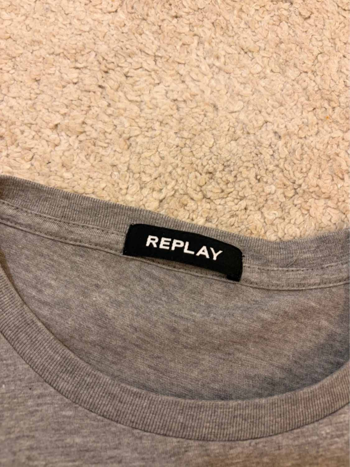 🐺T-shirt Replay Logo Imprimé Gris - Luxe Décontracté Italien