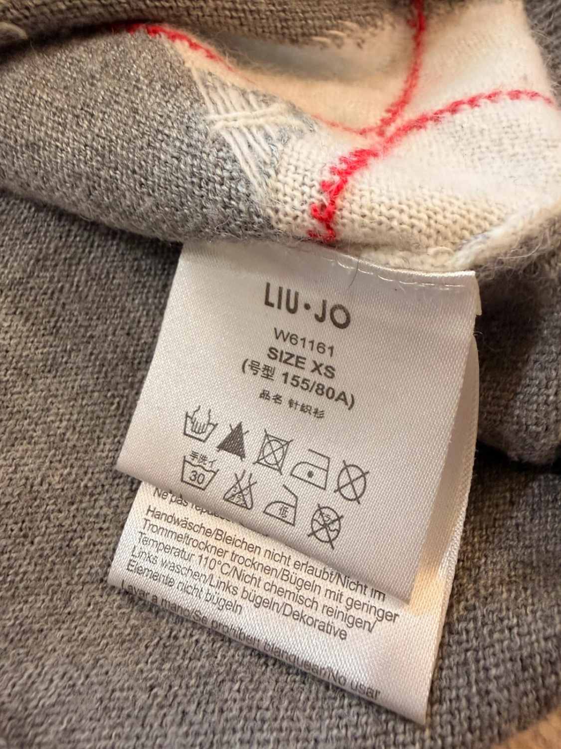 Pull Col V Liu Jo Cachemire Angora Motif Cœurs Nœuds Satin – Femme – Taille XS