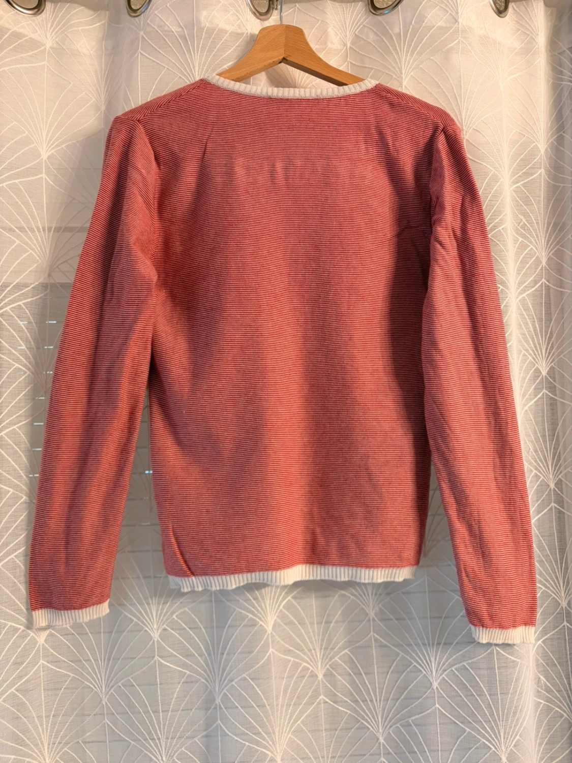Pull Fin La Martina Polo Heritage Rayures Rouge/Blanc Col V Brodé – Femme – Taille M