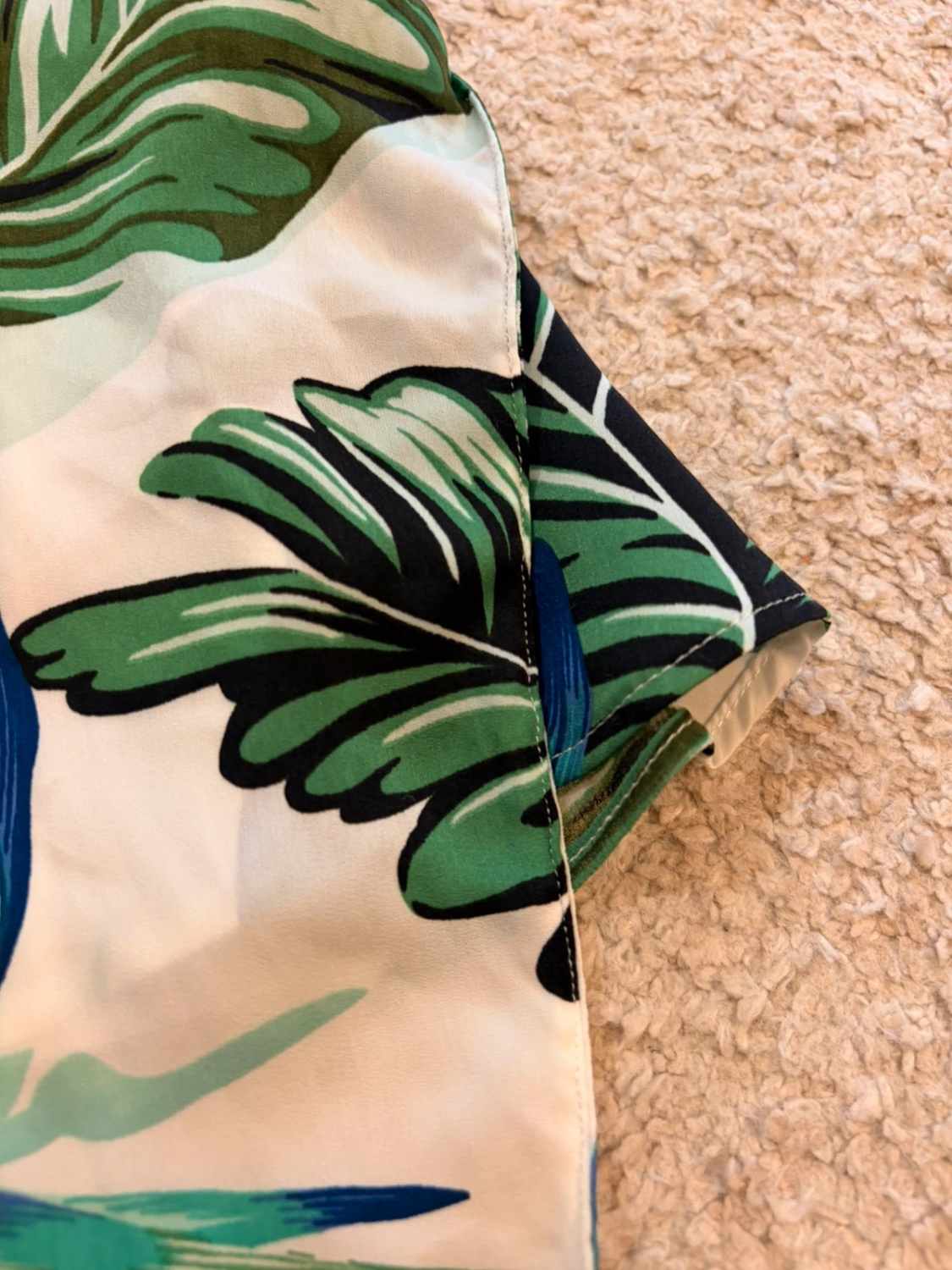 Blouse Zara Basic - Blanc à Motif Vert - Taille M
