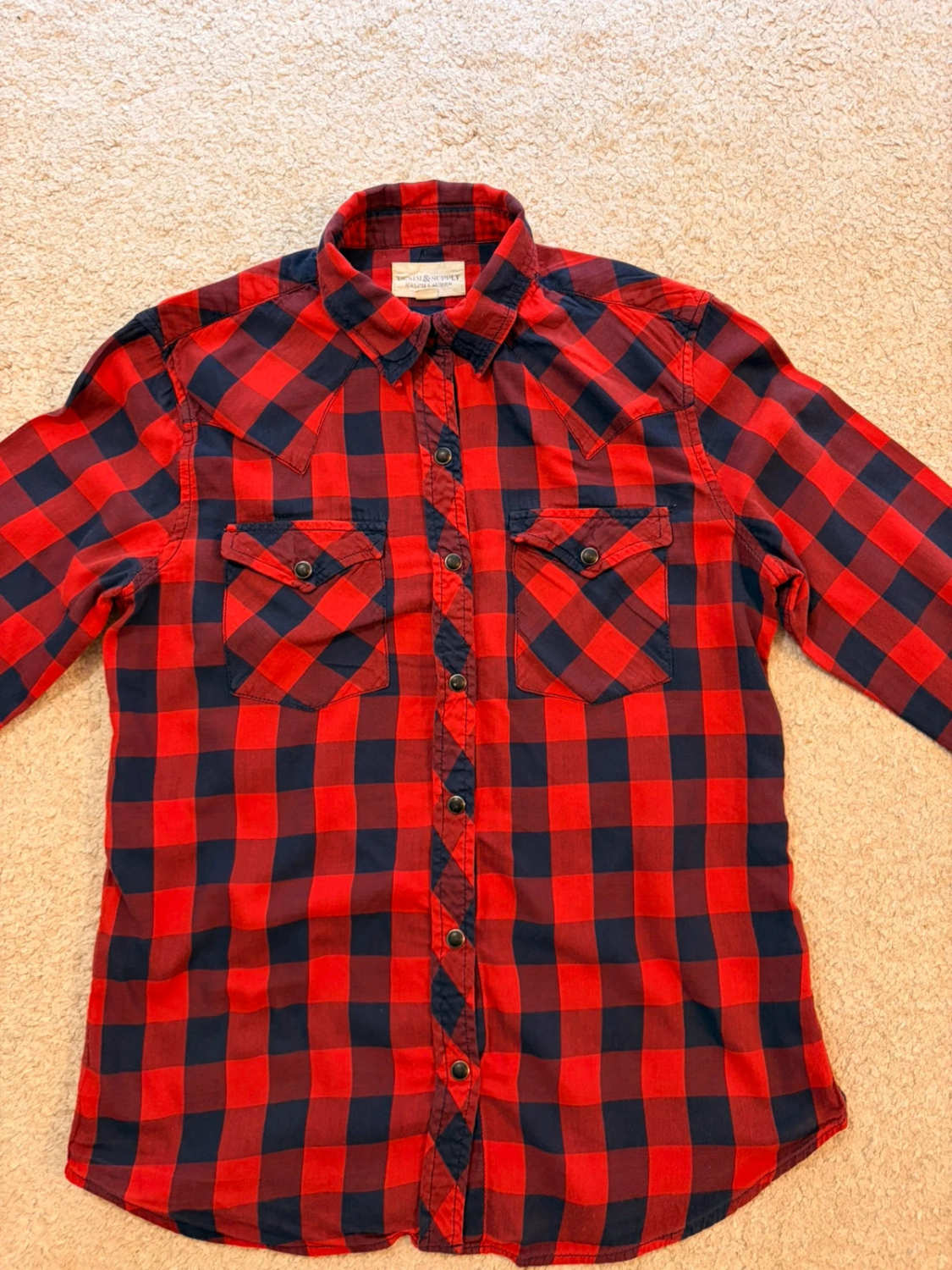 Chemise Ralph Lauren Denim & Supply à Carreaux Marine/Bordeaux/Rouge - Luxe Décontracté