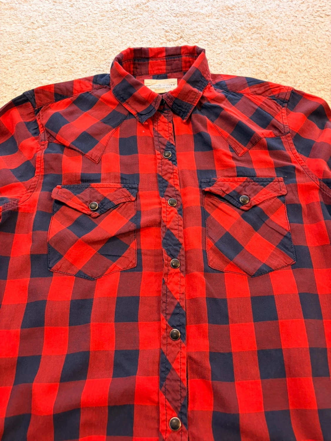 Chemise Ralph Lauren Denim & Supply à Carreaux Marine/Bordeaux/Rouge - Luxe Décontracté