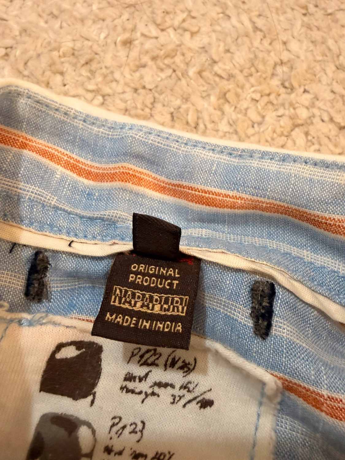 🧡 Chemise Napapijri à Rayures Bleu Clair/Blanc/Orange Lin - Fraîcheur & Voyage