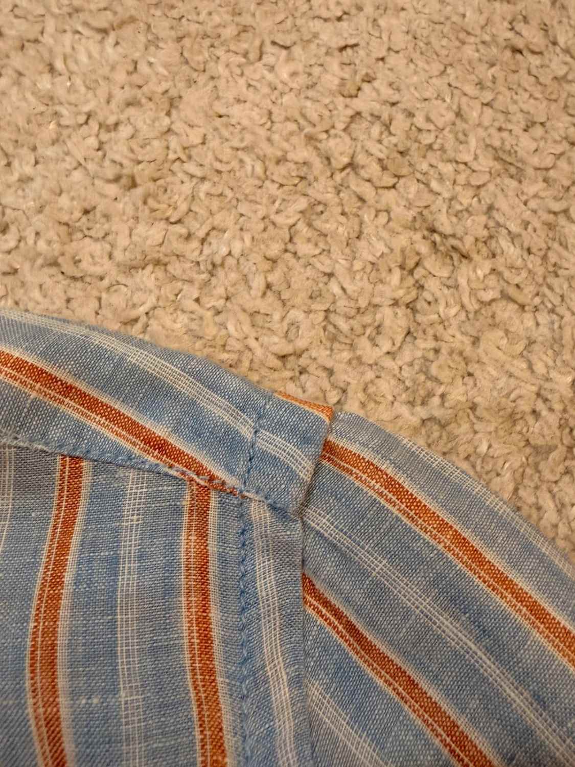 🧡 Chemise Napapijri à Rayures Bleu Clair/Blanc/Orange Lin - Fraîcheur & Voyage