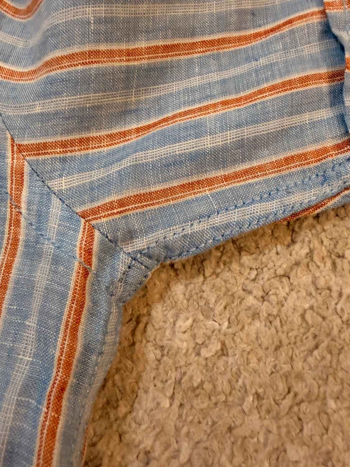 🧡 Chemise Napapijri à Rayures Bleu Clair/Blanc/Orange Lin - Fraîcheur & Voyage