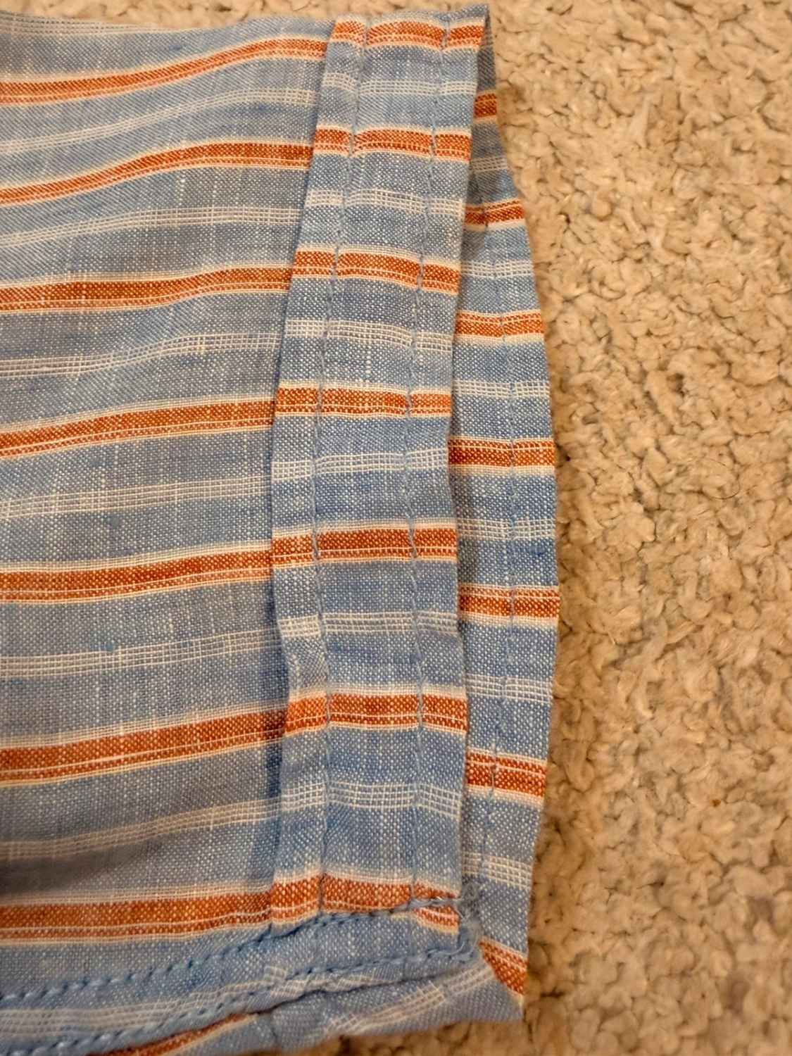 🧡 Chemise Napapijri à Rayures Bleu Clair/Blanc/Orange Lin - Fraîcheur & Voyage