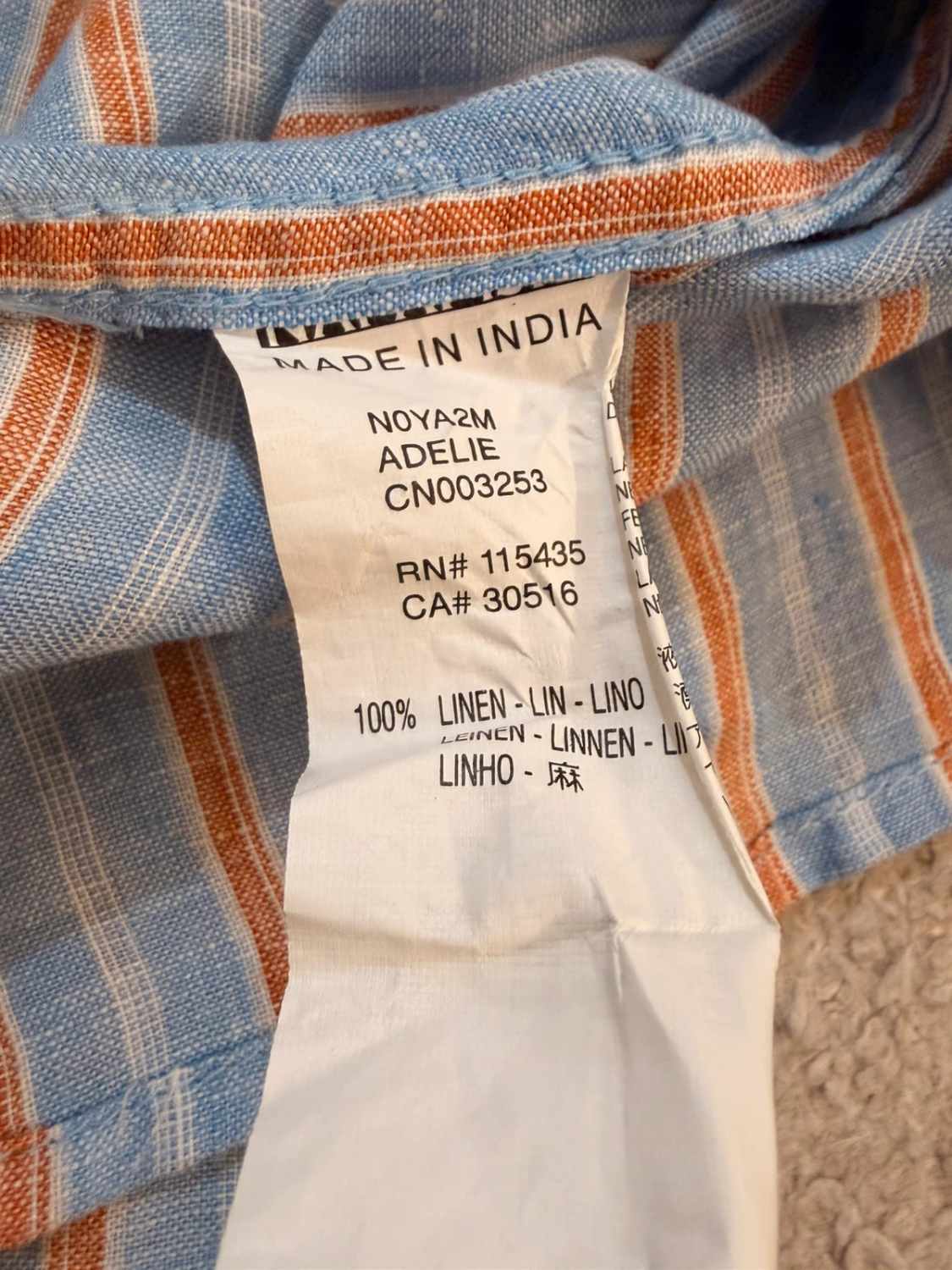🧡 Chemise Napapijri à Rayures Bleu Clair/Blanc/Orange Lin - Fraîcheur & Voyage