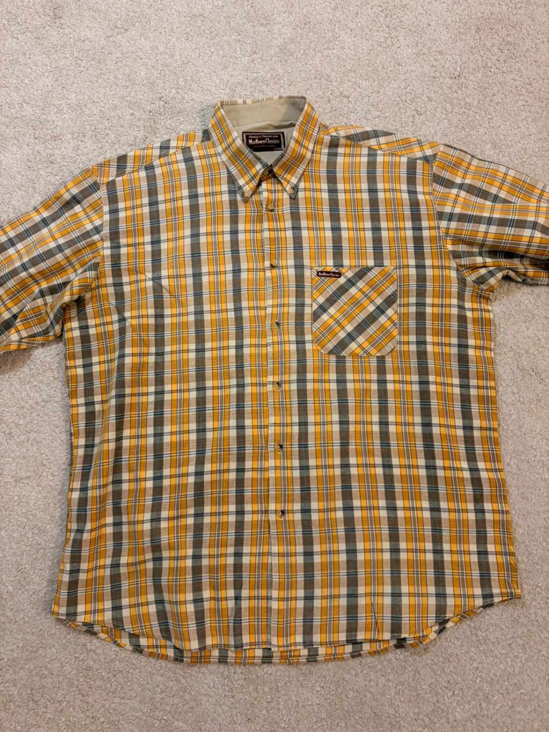 🟡🤠 Chemise Marlboro Classics à Carreaux Jaune/Gris - Iconique & Robustesse