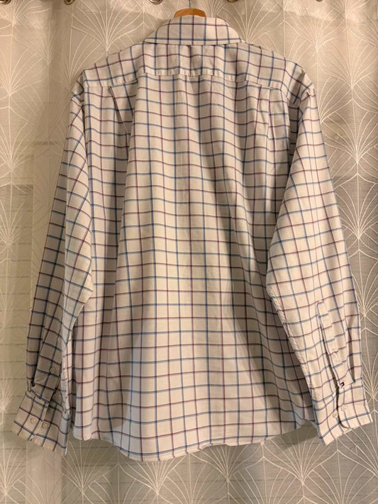 Chemise Tommy Hilfiger All Season Stretch Carreaux Blanc/Bleu – Taille XL | Seconde Main