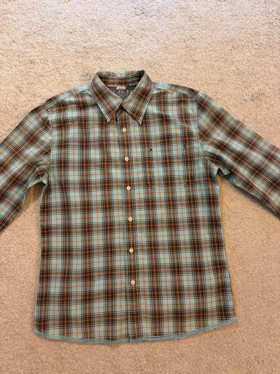 👖🔵 Camisa Hilfiger Denim a Cuadros Azul Claro/Marrón/Negro - Casual y Chic