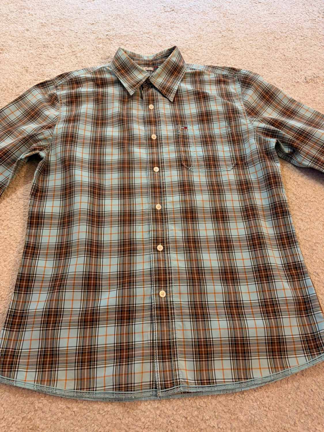 👖🔵 Camisa Hilfiger Denim a Cuadros Azul Claro/Marrón/Negro - Casual y Chic