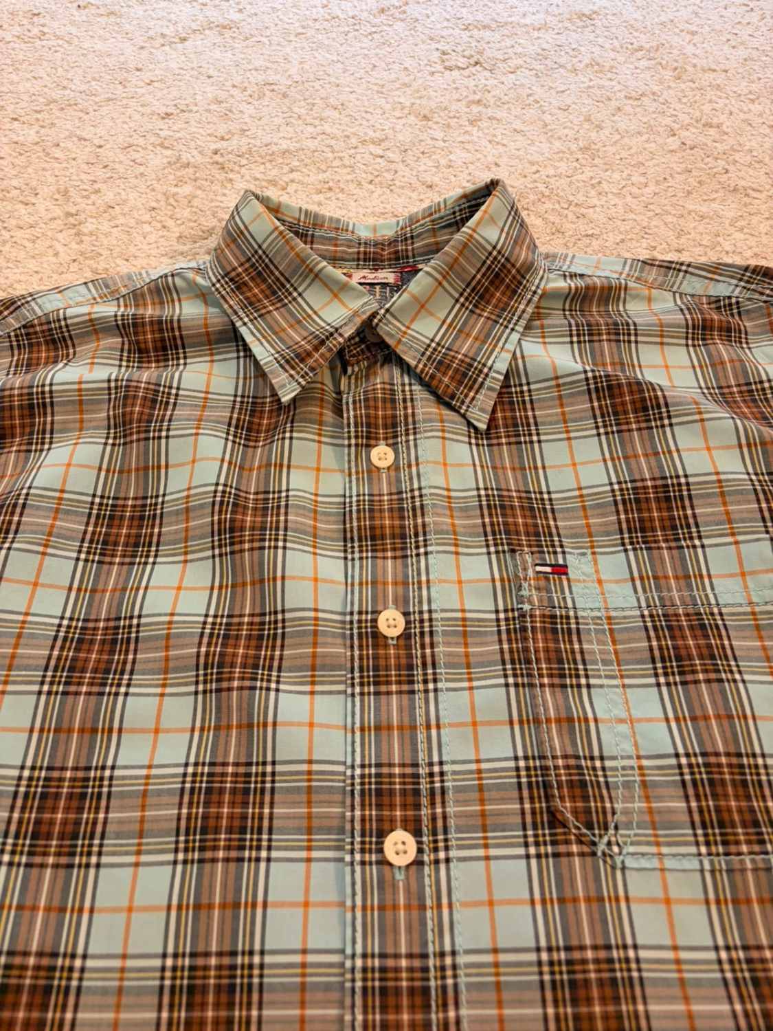 👖🔵 Camisa Hilfiger Denim a Cuadros Azul Claro/Marrón/Negro - Casual y Chic