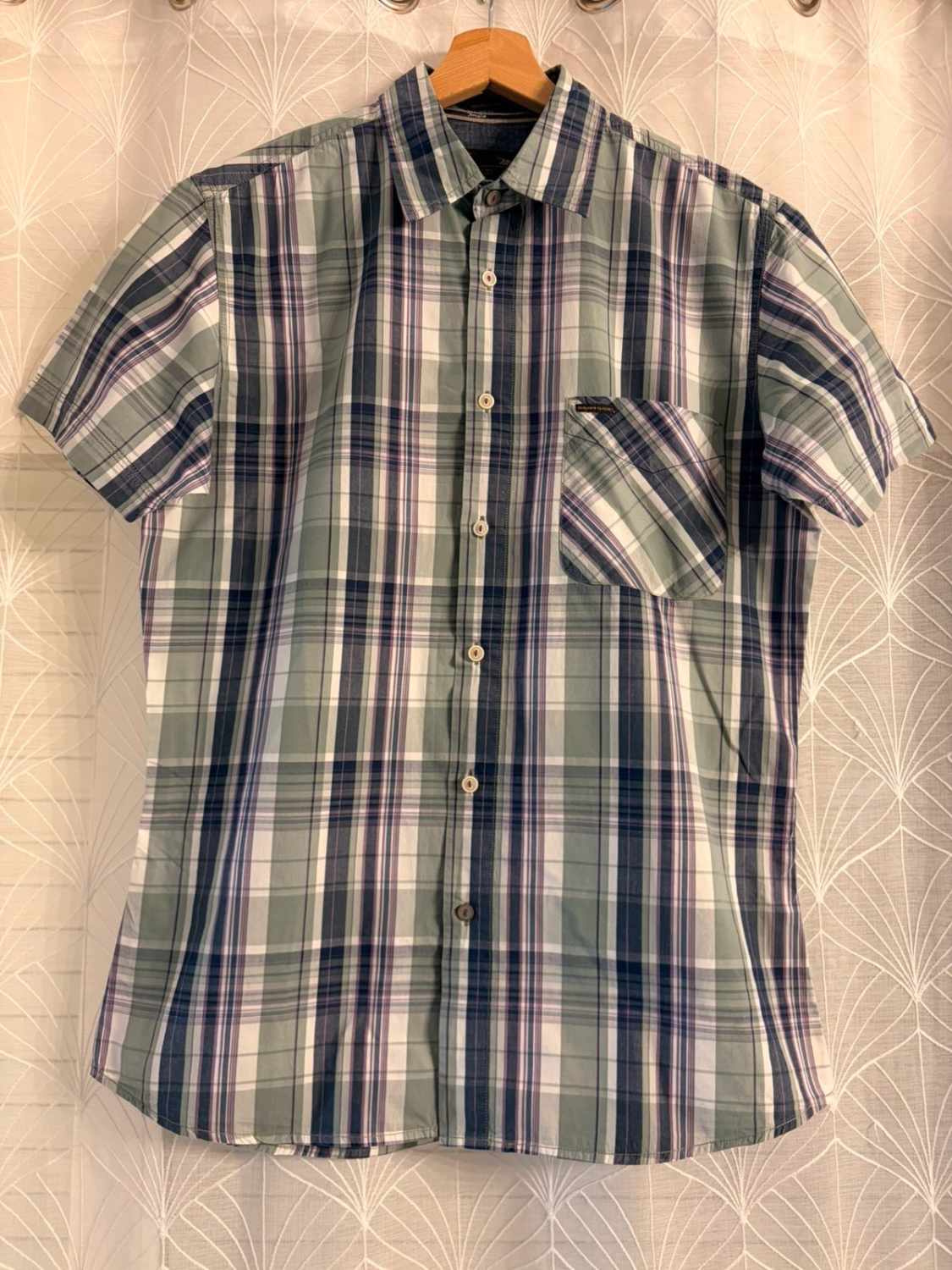 Chemise MCS Marlboro Classics à Manches Courtes à Carreaux Vert/Marine/Violet