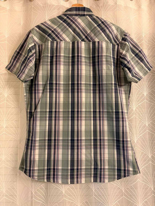 MCS Marlboro Classics Short Sleeve Shirt with Green/Navy/Purple Plaid